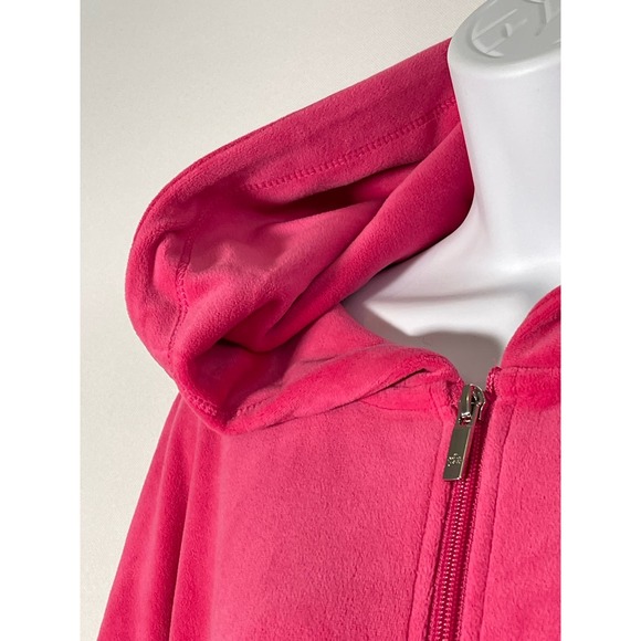 Juicy by Juicy Couture Pink Velour Hooded Jumpsuit Y2K 90s SOFT Comfy Sz L - Picture 5 of 16